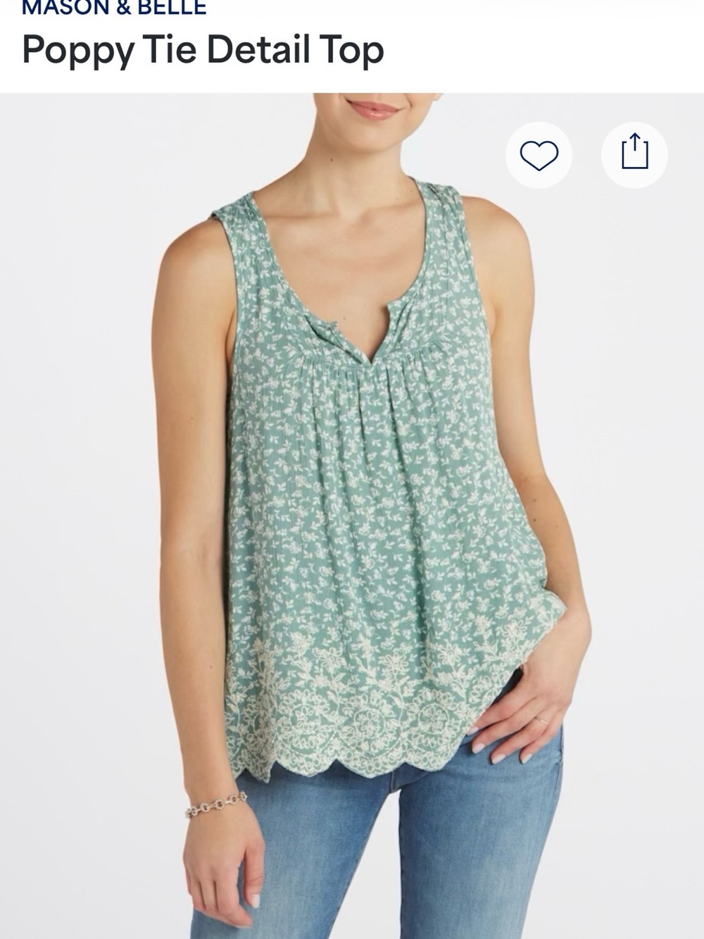 41 Hawthorn Sage Floral Tie-Front Tank